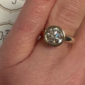 2.0ct Diamond in Custom Bezel Setting, Size 5.5